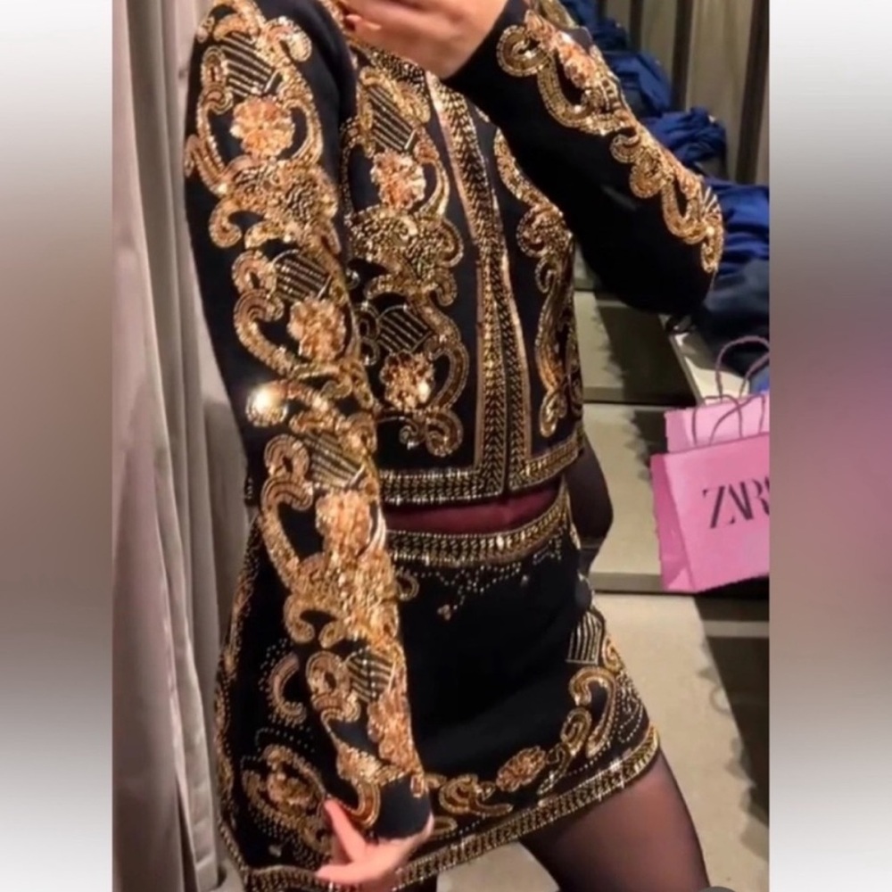 New ZARA Beaded Sequin Knit Cardigan